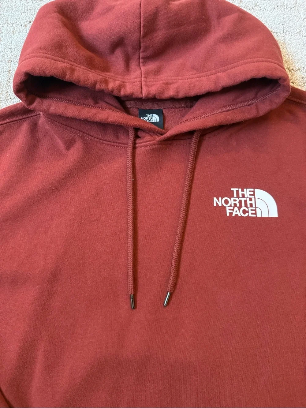 The North Face Men's Maroon Hoodie with Red Logo